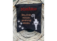 Stickdatei ITH - Wimpel Stab "Miezwohnung/Miezhaus Silhouette 2"